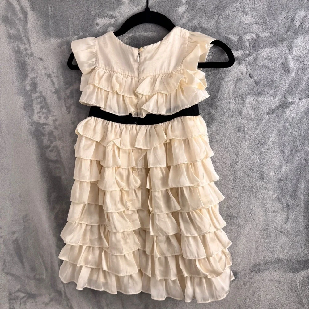 babyGap Tiered Ruffle Dress Girls 5 Cream Sleeveless Special Occasion Bow